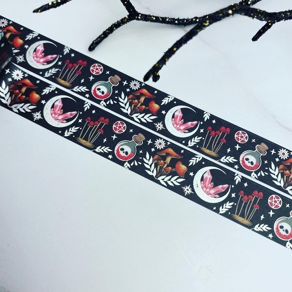 Witch Craft, Halloween, Silver Moon, Potions, Washi Tape, 1 Roll - Picture 4 of 10